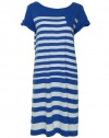 Jones New York Cap Sleeve Striped Dress Bluebell/White Medium