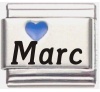 Marc Dark Blue Heart Laser Name Italian Charm Link