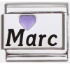 Marc Purple Heart Laser Name Italian Charm Link