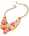 Charter Club Necklace, 15 Gold-Tone Coral and Peach Stone Bib Necklace