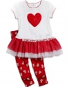 GUESS Kids Girls baby girl short-sleeve ruffle top and printed leggings set (12-24m), WHITE (12M)