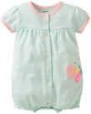 Carters Baby Butterfly Stripe Snap Up Romper 6 Mo Mint green