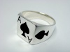 925 Sterling Silver Mens Ace of Spades Casino Poker Card Game Ring