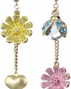 Betsey Johnson Flower Boost Pave Flower and Crystal Bug Mismatch Drop Earrings