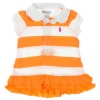 Ralph Lauren Babygirls Cap Sleeve Dress w/ Diaper Cover 9 Months Orange & White