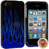 myLife (TM) Black + Blue Flames Series (2 Piece Snap On) Hardshell Plates Case for the iPhone 4/4S (4G) 4th Generation Touch Phone (Clip Fitted Front and Back Solid Cover Case + Rubberized Tough Armor Skin + Lifetime Warranty + Sealed Inside myLife Author