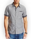 GUESS Men's Short-Sleeve Douglas Shirt, JET BLACK (XL)