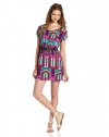 Sequin Hearts by My Michelle Juniors Printed Bltd Dress, Multi, Small
