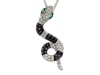 Effy Collection 14k White Gold Black Diamond Tsavorite Snake Pendant