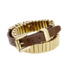 Michael Kors MKJ1070 Women's Brown Leather and Gold Tone Stainless Steel Double Wrap Bracelet Jewelry
