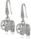 Betsey Johnson Crystal Rhodium Crystal Elephant Drop Earrings