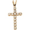 CleverEve Luxury Series 14K Yellow Gold Diamond Cross Pendant 15.0 x 10.0mm