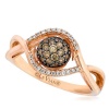 Le Vian 0.32 Carat Chocolate and White Diamond Pave Cluster 14K Strawberry Gold Ring