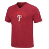 MLB Majestic Philadelphia Phillies Game Day Weathered V-Neck T-Shirt - Red