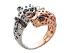 Effy Collection Panther 14k Two Tone Gold Black Diamond and Diamond Emerald Ring