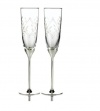 Martha Stewart Collection Petal Trellis Set of 2 Silver Plated -Glass Toasting Flutes