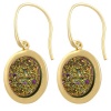 14 Karat Yellow Gold Over Sterling Silver Oval Colorbrite Drusy Dangle Earrings