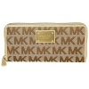 MICHAEL Michael Kors MK Logo Zip-Around Continental Wallet,Beige/Ebony/Gold,one size