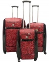 Ricardo Beverly Hills Lancaster Spinner 3-Piece Luggage Set - Red Leopard