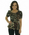 INC International Concepts Short Sleeve Stretch Shirt Animal Mosaic XL