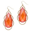 Stunning Gold Tone X-Large 3-1/4 Metallic Faux Opal Orange Bubble Teardrop Earrings for Women