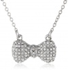 Betsey Johnson Crystal Rhodium Crystal Bow Pendant Necklace, 20