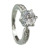 FM42 18k White Gold Plated 2 Carat Solitaire Round Cubic Zirconia Engagement Ring