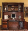 Home Office Computer Desk with Hutch in Two Tone Warm Brown Finish