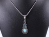 BOXINGCAT Women's Tibetan Silver Inlay Oval Turquoise Charming Crystal Necklace Gift