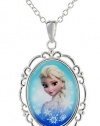 Disney Girls' Frozen Silver-Plated Elsa Pendant Necklace, 18