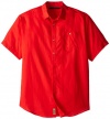 Sean John Men's Big-Tall Short Sleeve Woven Solid Linen Shirt, High Risk Red, 5XB