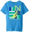 Nautica Little Boys' Short Sleeve Logo Screen Tee, Waverunner, 3T