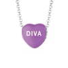 Sweetheart Jewelry Sterling Silver 10mm Purple Enamel Sweethearts Diva Heart Pendant Necklace
