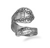 CleverEve Designer Series Adjustable Sterling Silver Oxidized Floral Spoon Ring