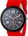 UNLISTED WATCHES Men's UL1203 City Streets Round Silver Case Black Dial Bezel Red Strap Watch