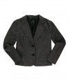 Agb Womens Textured Two Button Blazer Jacket Black 12P