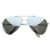 Full Mirror Aviators Metal Aviator Sunglasses (Silver)