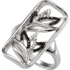 CleverEve 2014 Luxury Series .08 ct tw Diamond Sterling Silver Genuine Black Spinel & Diamond Cocktail Ring Size 7