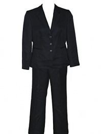 Tahari by ASL Cathy Heringbone Jacket & Pants Suit Black