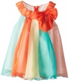 Bonnie Jean Little Girls' Panel Chiffon Aline Dress, Orange, 5