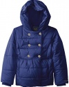 Nautica Big Girls'  Double Breasted Puff Coat, Med Navy, 8