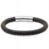 Braided Dark Brown Leather Mens Bracelet 8 mm 8 1/2 inches with Locking Stainless Steel Clasp