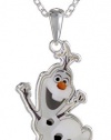 Disney Girls' Frozen Silver-Plated Olaf Pendant Necklace, 16