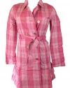 Juicy Couture Girl's Plaid Ruffled Trench Coat, Highlighter Pink (12)