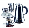 IMUSA B120-22069SET Stainless Steel Espresso Set with Stovetop Coffeemaker, Cups and Saucers, Silver, 9-Piece