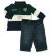 Polo Ralph Lauren Infant Boy's Pieced Mesh Rugby & Jean Pant Outfit Set (6 Months, Dark White/Malt)