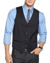 Alfani Red Label Mens Slim Fit Button-Front Wool Vest Solid Navy Blue Wool