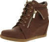 Peter 30 Fashion Leatherette Lace-up High Top Wedge Sneaker Bootie
