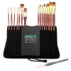 Art & Craft Supplies Quality Paint Brush Set for Acrylic, Watercolor, Oil, Ink & Face Paint with Sturdy Case. 15 Long Handle No Shedding Paint Brushes + FREE Gift for Beginner Art Students and Professional Artists Lifetime 100% Satisfaction Guarantee