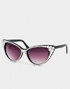 Trendy Fashion Jewelry Crystal Rim Accent Cat Eye Shape Sunglasses By Fashion Destination